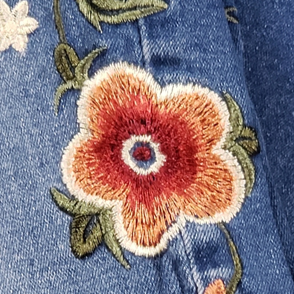 Bambos Original Denim Juniors 11 Embroidered Floral Flare Leg Jeans Boho Y2K - Picture 9 of 13